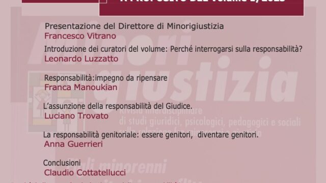 I Dibattiti di Minorigiustizia INTERROGARSI SULLA RESPONSABILITA’: ASSUNZIONE O FUGA?