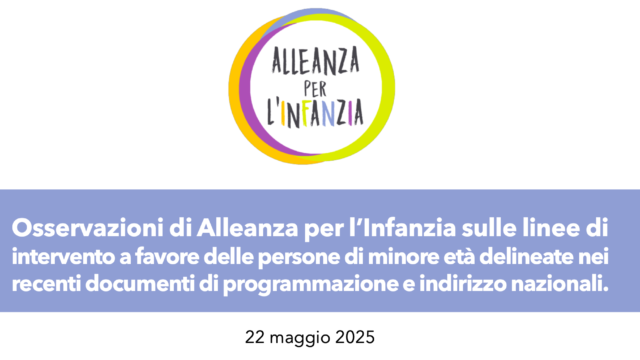 Osservazioni di Alleanza per l’Infanzia sulle linee di intervento a favore delle persone di minore età