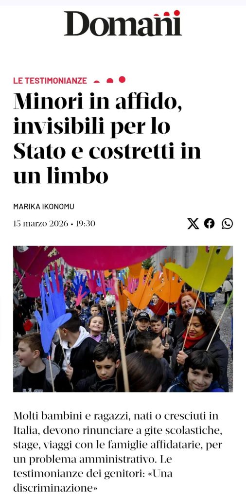 Minori in affido invisibili per lo stato