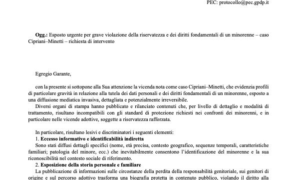 Il Coordinamento CARE ha presentato una segnalazione al Garante per la Protezione dei Dati Personali