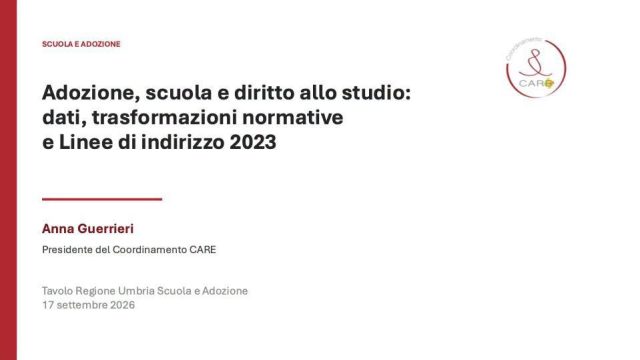 Scuola e adozione: il Coordinamento CARE al tavolo della Regione Umbria