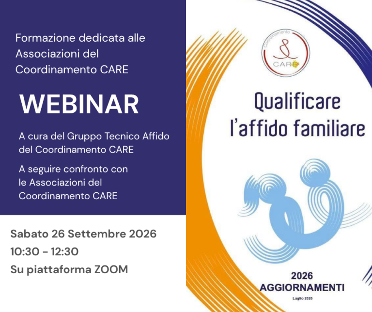 QualifiCARE l’affido familiare: il Coordinamento CARE avvia il percorso di approfondimento degli Aggiornamenti 2026