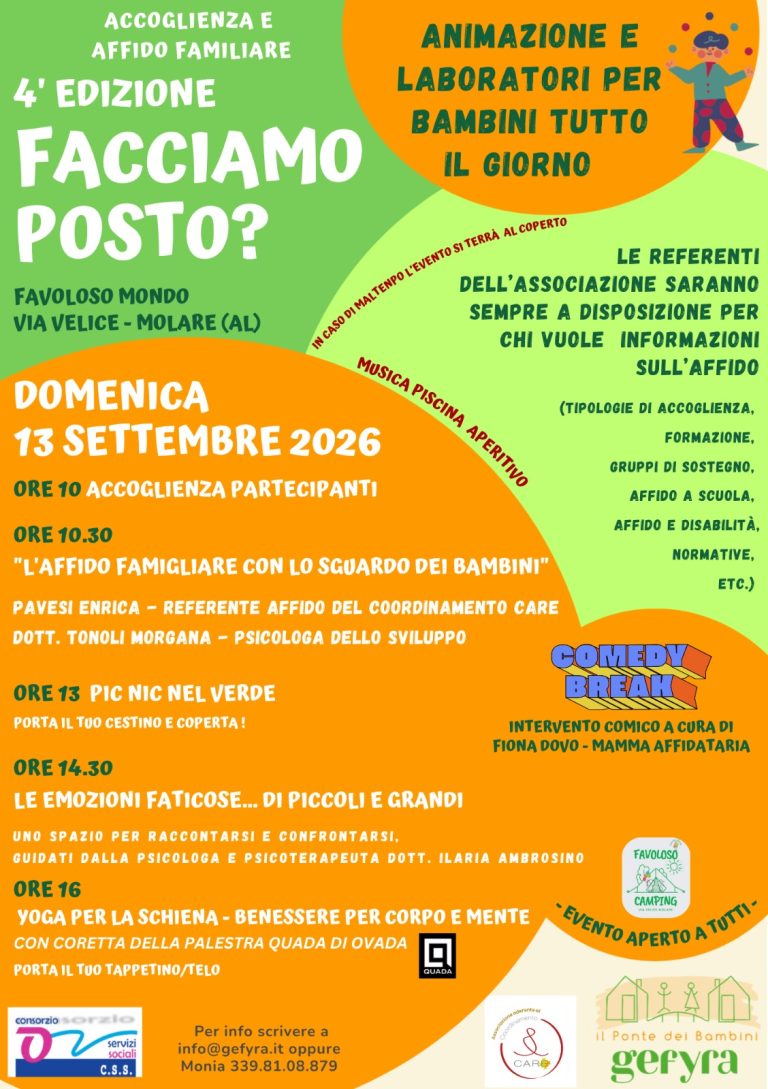 Accoglienza e affido familiare: a Molare torna l’evento “Facciamo posto?”